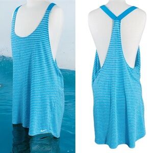 Women’s Nike Blue and White Striped Racerback Swim Cover-Up Size Large NWT